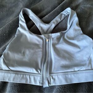 Athleta Light Blue Zip-Front Sports Bra - Size Medium